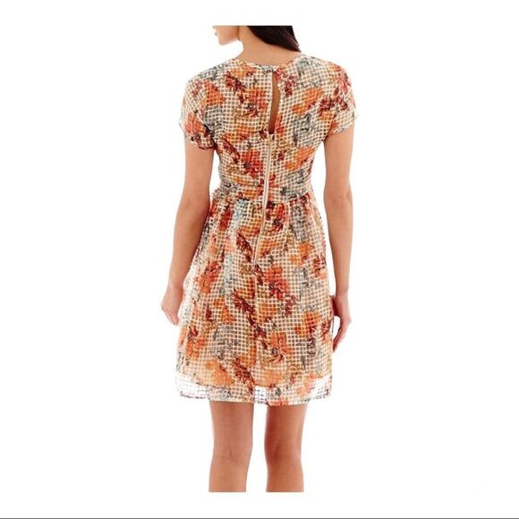Danny & Nicole Orange Floral Print Fit & Flare Midi Dress; SZ 10;Great Condition - Picture 2 of 12